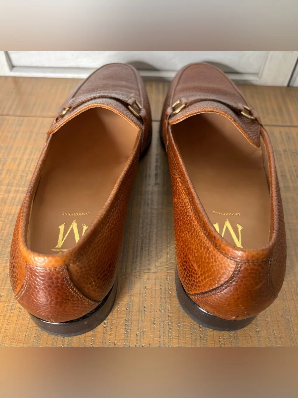 3DM Lifestyle Lorenzo Cognac Brown Pebble Grain Leather Bit Loafers US Men's 11